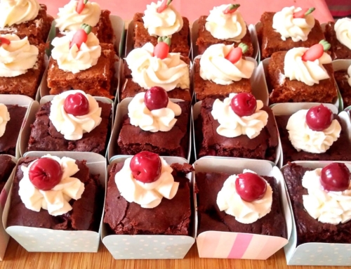 Brownie With Cream And Cherries